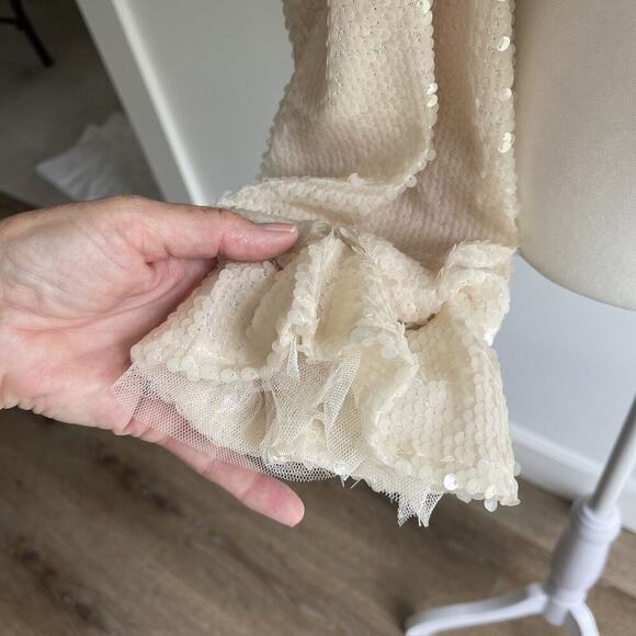 EN SIASON Sequin Crop Jacket Top Fairy Goddess Long Sleeve Mesh Romantic Med NEW - Picture 6 of 14